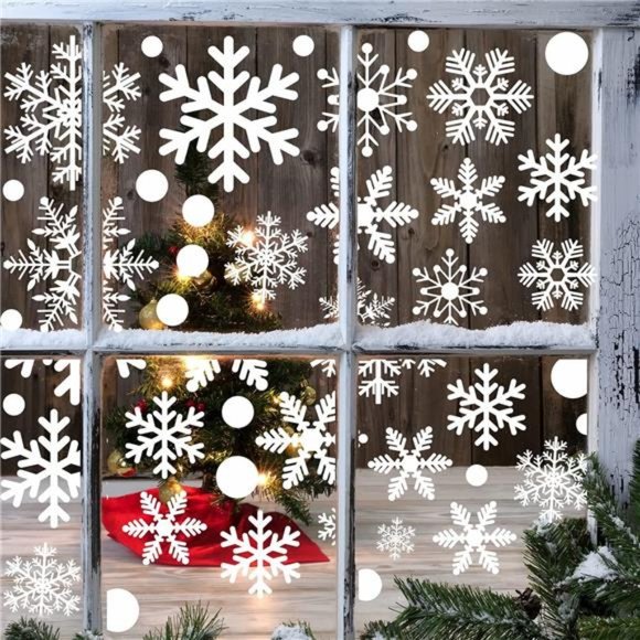 321pcs Christmas Window Cling, 9sheets Christmas Window Decals Snowflakes - Picture 1 of 6